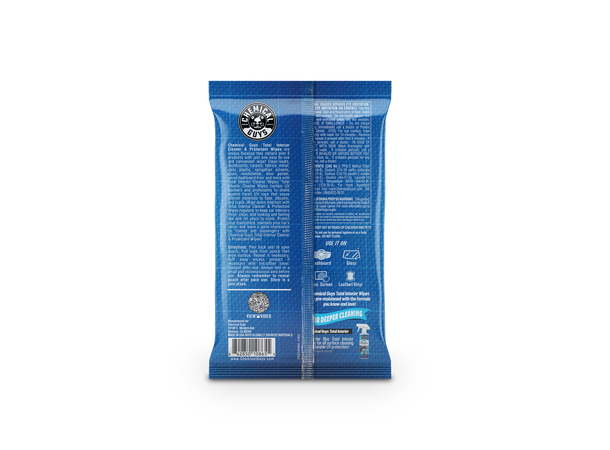 Chemical Guys Leather Cleaner Car Wipes For Lær, kunstig lær og vinyl, 50 stk 