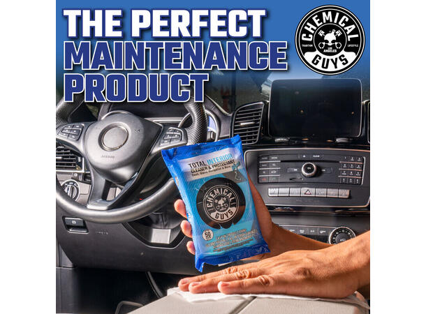 Chemical Guys Leather Cleaner Car Wipes For Lær, kunstig lær og vinyl, 50 stk 