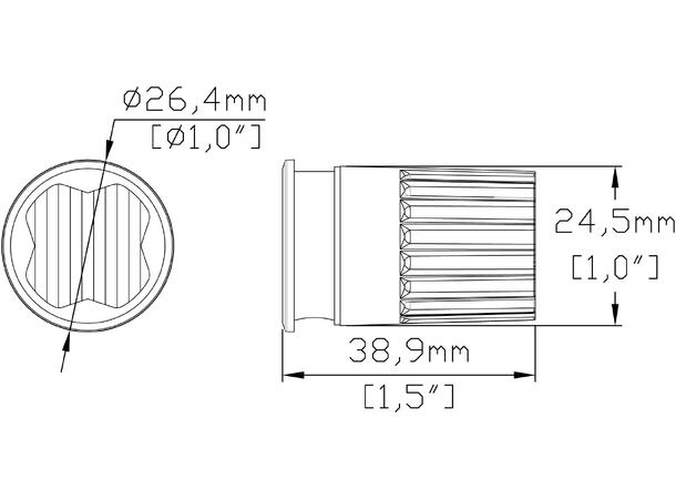 VP Hideaway Flash 4-LED Ø26,4 / Bor 26mm For innfelling 