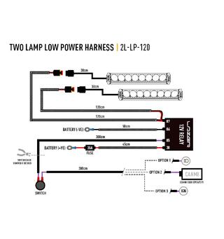 Lazer kabelsett til to lamper AMP 2-Pin. Med Rel&#232; og bryter.