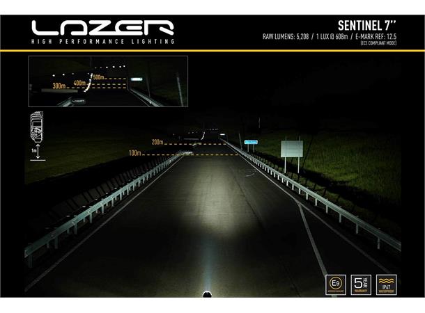 Lazer Sentinel 7 LED fjernlys Rundt design og kraftig ekstralys