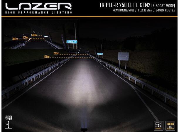 Lazer Triple-R 750 Elite LED fjernlys Gen2. Lengde 230mm. 5068 Lumen. 