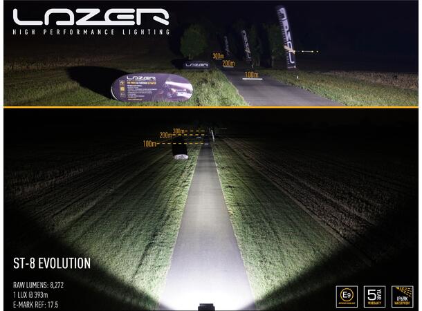 Lazer ST8 EVO LED fjernlys Liten, godkjent LEDbar med høy effekt! 
