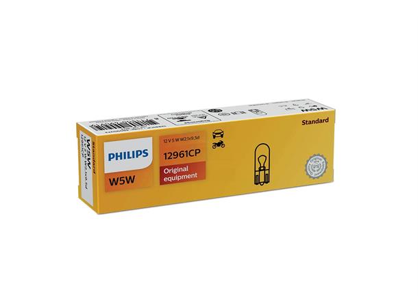 Philips pære W5W Wedge Base Kvalitetspære fra Philips. 10 pakning