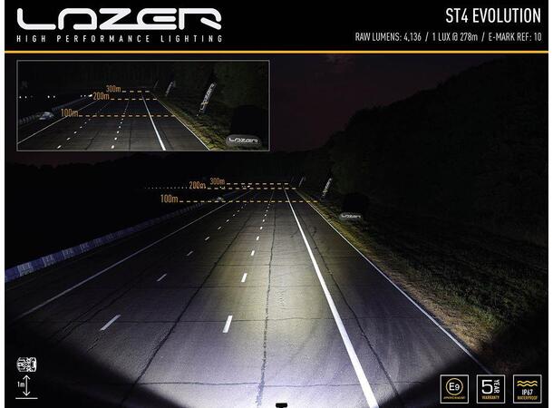 Lazer ST4 EVO LED fjernlys Godkjent LED-bar - 4136 lumen 