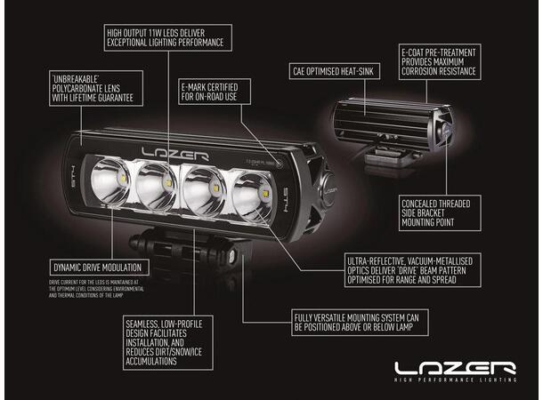 Lazer ST4 EVO LED fjernlys Godkjent LED-bar - 4136 lumen 