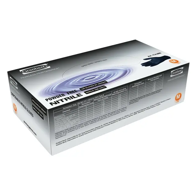 Granberg engangshanske Nitril - Robust! Nitril, pudderfri. Svart, 100stk, Small 