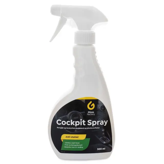Gloss Factory Cockpit Spray, 500 ml Rengjør, beskytter og antistatisk effekt 