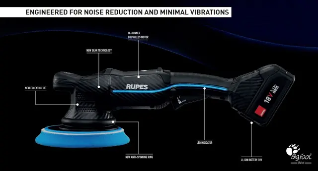 Rupes Bigfoot HLR21 iBrid Poleringmaskin Batteridreven med batteri og lader 