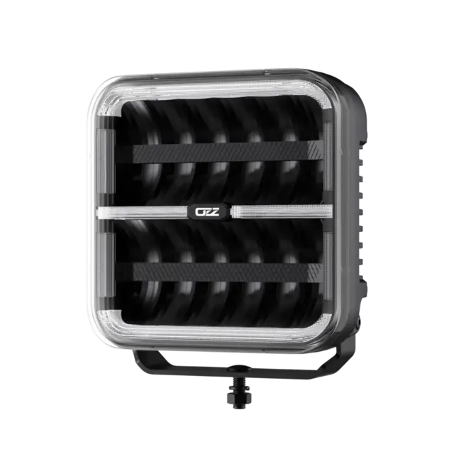 OZZ SQR 9" fjernlys 210mm Med park- og varsellys, sort hus 