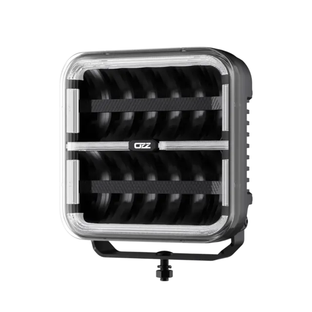 OZZ SQR 9" fjernlys 210mm Med park- og varsellys, sort hus 