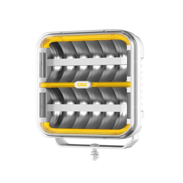 OZZ SQR 9" fjernlys 210mm Med park- og varsellys, hvitt hus 