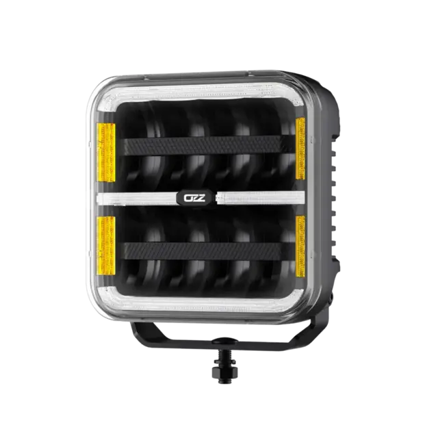 OZZ SQR 7" fjernlys 178mm Med park- og varsellys, sort hus 