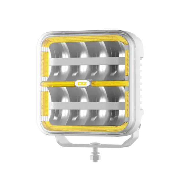 OZZ SQR 7" fjernlys 178mm Med park- og varsellys, hvitt hus 