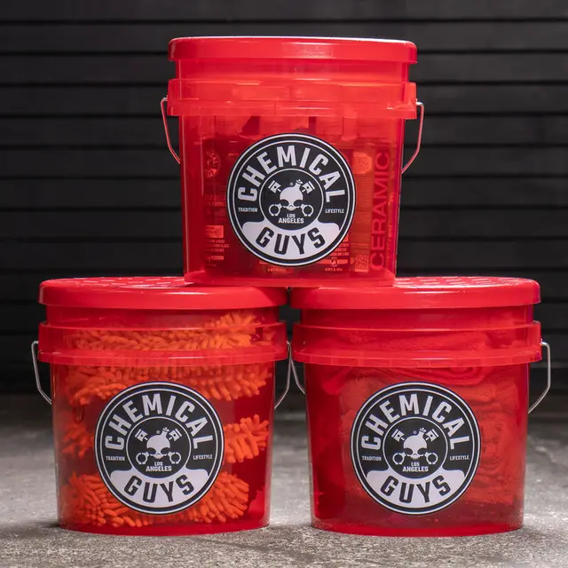 Chemical Guys Heavy Duty Bucket Bøtte, 14.5L, Robust - Rød/gjennomsiktig 