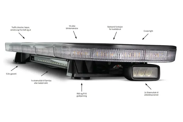 Lumen Alert Advanced 142 cm oransje Helt unik LED varsellysbjelke 