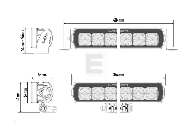 Lazer ST8 EVO LED fjernlys Liten, godkjent LEDbar med høy effekt! 