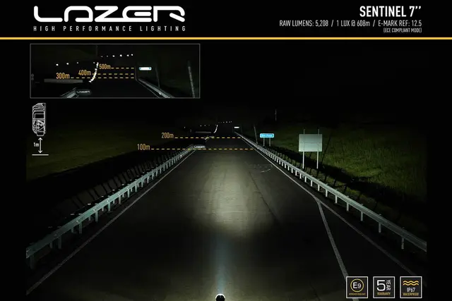 Lazer Sentinel 7 LED fjernlys Rundt design og kraftig ekstralys 