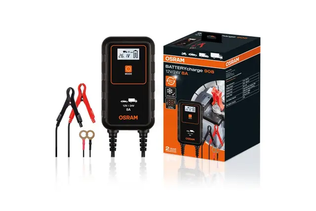Osram Batterilader 908 8A Lader kjøretøyets batteri 