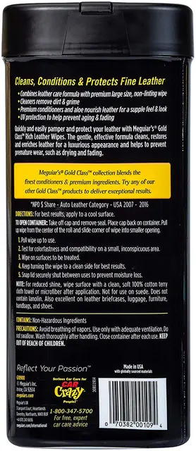 Meguiars Gold Class Skinn Wipes Skinn wipes for interiøret. 