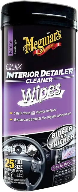 Meguiars Qick Interior Detailer Wipes Enkle wipes interiøret. 25 Wipes 