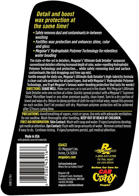 Meguiars Ultimate Quik Detailer Fjern forurensinger og skap glans-650ml 
