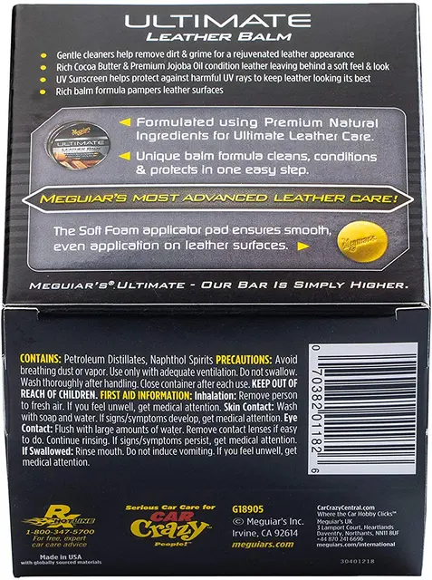 Meguiars Ultimate Leather Balm Skinnbalsam med naturlig innhold. 150gr 