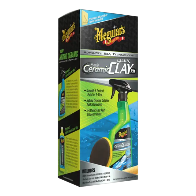 Meguiar’s Hybrid Ceramic Quik Clay kit Et sett med smøremiddel og Clay 