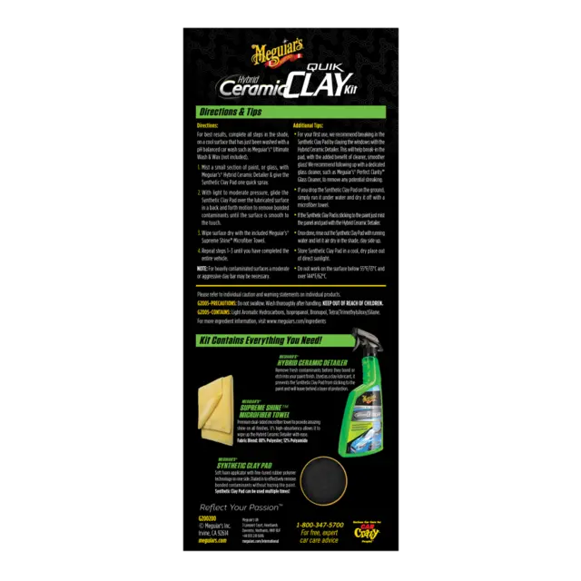 Meguiar’s Hybrid Ceramic Quik Clay kit Et sett med smøremiddel og Clay 