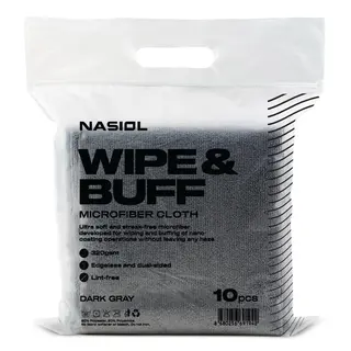 Nasiol Wipe&amp;Buff 40*40 c Mørk grå Mikrofiberklut coating - 10 stk
