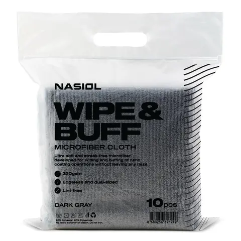 Nasiol Wipe&amp;Buff 40*40 c Mørk grå Mikrofiberklut coating - 10 stk