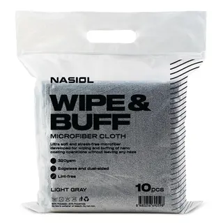 Nasiol Wipe&amp;Buff 40*40 c Lys grå Mikrofiberklut coating - 10 stk