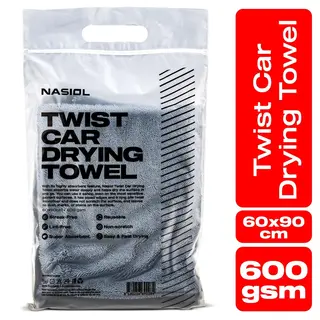Nasiol Twist Car Drying Towel 60 x 90 cm - 600 gsm. Absorberer heftig