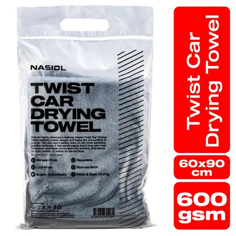 Nasiol Twist Car Drying Towel 60 x 90 cm - 600 gsm. Absorberer heftig