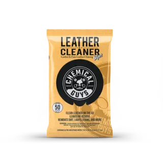 Chemical Guys Leather Cleaner Car Wipes For L&#230;r, kunstig l&#230;r og vinyl, 50 stk