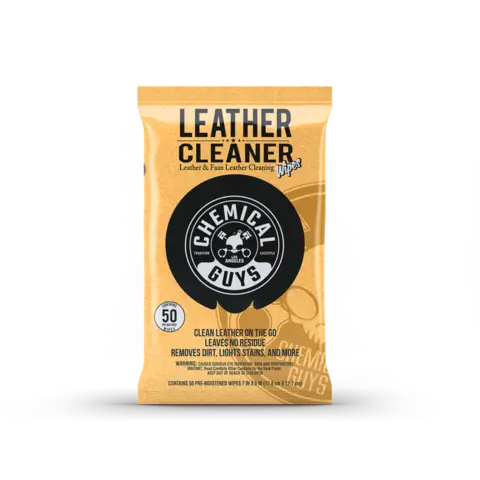 Chemical Guys Leather Cleaner Car Wipes For L&#230;r, kunstig l&#230;r og vinyl, 50 stk