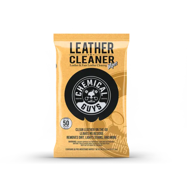 Chemical Guys Leather Cleaner Car Wipes For Lær, kunstig lær og vinyl, 50 stk 