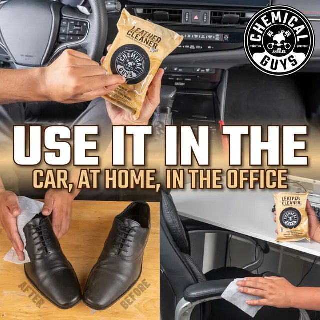 Chemical Guys Leather Cleaner Car Wipes For Lær, kunstig lær og vinyl, 50 stk 