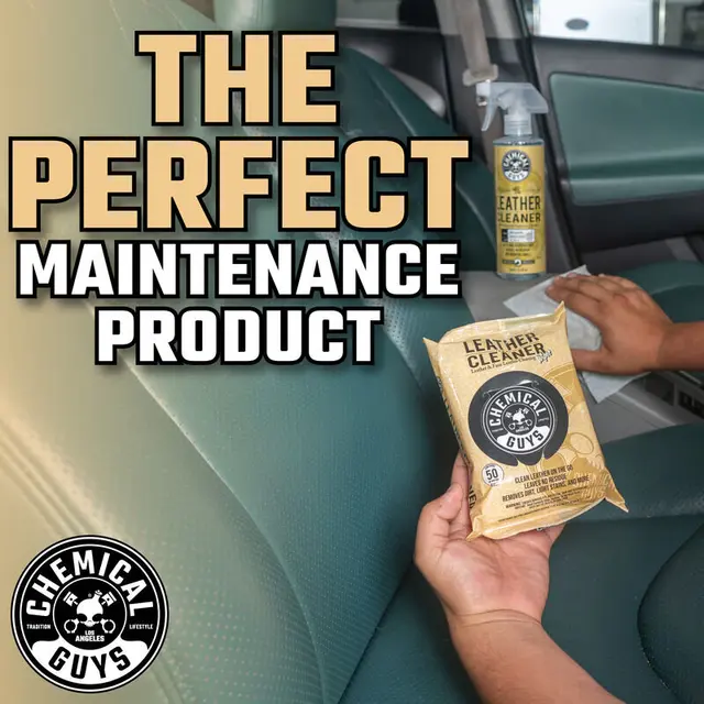 Chemical Guys Leather Cleaner Car Wipes For Lær, kunstig lær og vinyl, 50 stk 