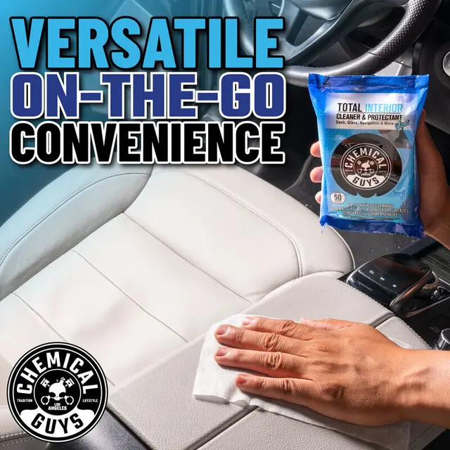 Chemical Guys Leather Cleaner Car Wipes For Lær, kunstig lær og vinyl, 50 stk 