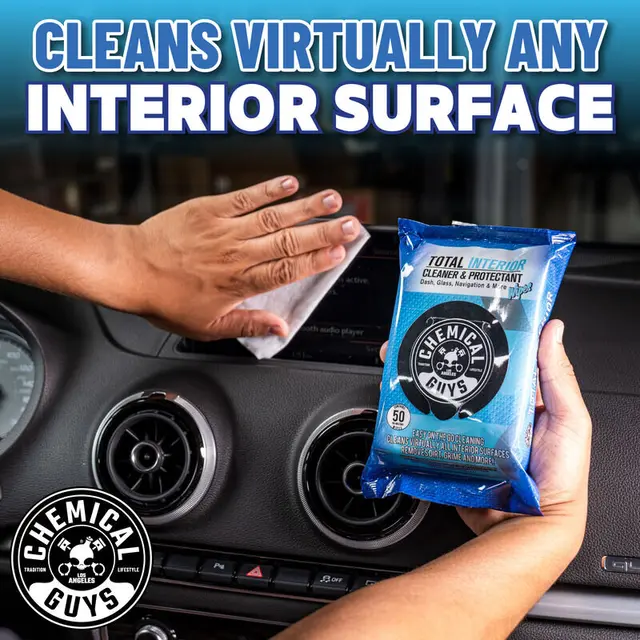 Chemical Guys Leather Cleaner Car Wipes For Lær, kunstig lær og vinyl, 50 stk 