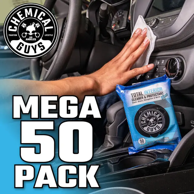 Chemical Guys Leather Cleaner Car Wipes For Lær, kunstig lær og vinyl, 50 stk 