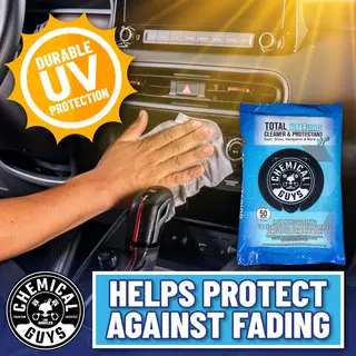 Chemical Guys Leather Cleaner Car Wipes For L&#230;r, kunstig l&#230;r og vinyl, 50 stk