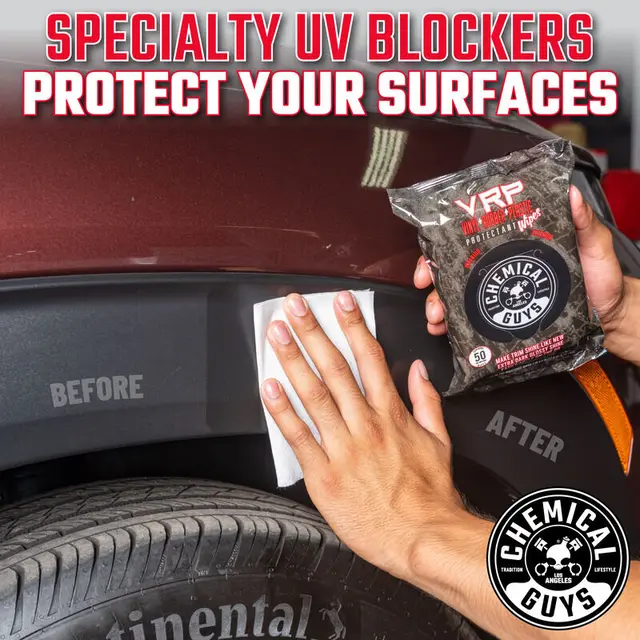 Chemical Guys VRP Wipes Utv og inv plastfornyer, 50stk 