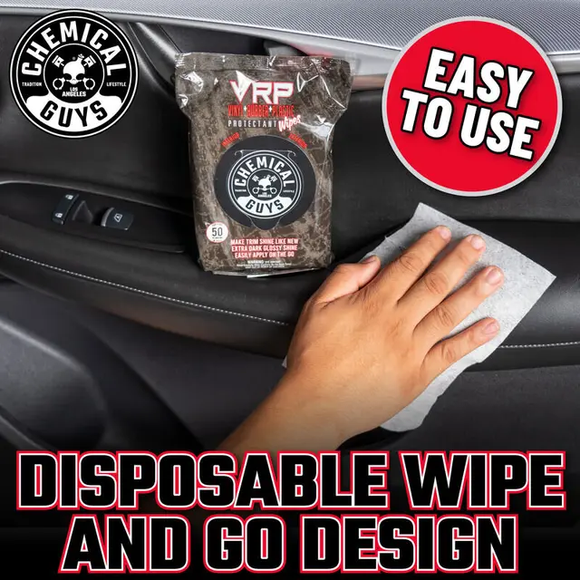 Chemical Guys VRP Wipes Utv og inv plastfornyer, 50stk 