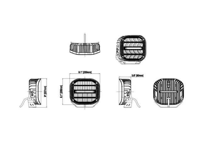 XG Curve 9 LED Driving Light Sort - Med varsellys. 18400 Lumen 