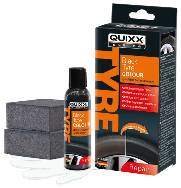 Quixx Black Tyre Colour Sort dekkfarge som får dekksidene sorte 