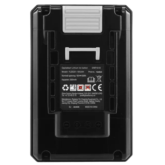 Gloss Factory Batteri Tekstilrenser 18V Oppladbart batteri 2000mAh 