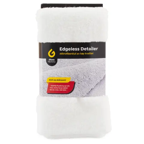 Gloss Factory Edgeless Mikrofiberklut 400gsm - Hvit 40x40cm, uten s&#248;m