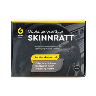 Gloss Factory Leather Steering Wheel Kit Reparasjonssett for skinnratt - sort